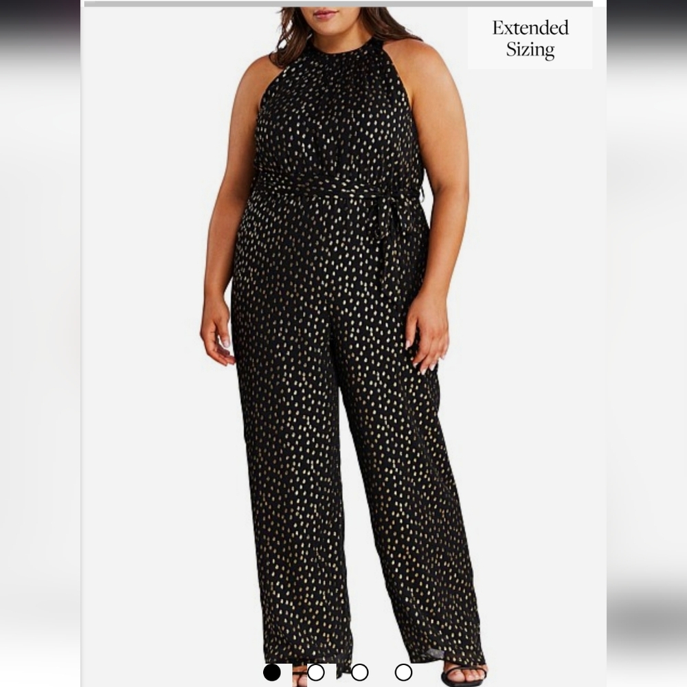 NWT Chic Black and Metallic Gold Women's Jumpsuit / Romper